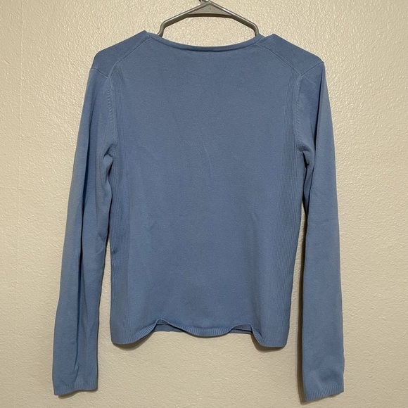 Shu Shu V Neck Stretch Knit Zipper Cardigan Ribbed - Picture 2 of 4